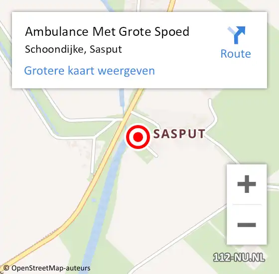 Locatie op kaart van de 112 melding: Ambulance Met Grote Spoed Naar Schoondijke, Sasput op 12 juli 2016 00:03