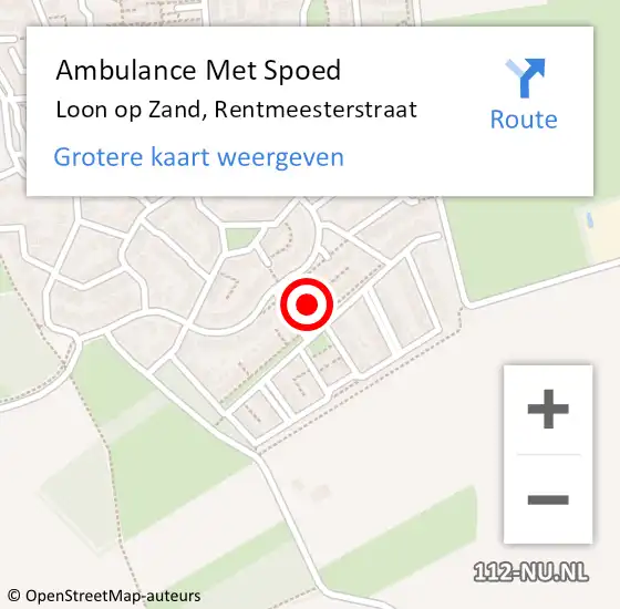 Locatie op kaart van de 112 melding: Ambulance Met Spoed Naar Loon op Zand, Rentmeesterstraat op 12 juli 2016 00:57