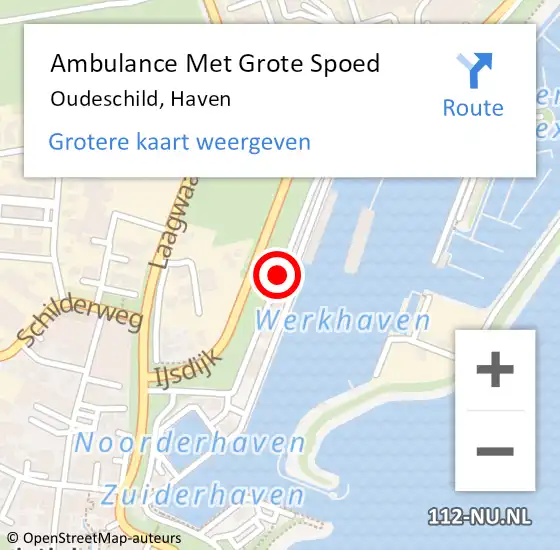 Locatie op kaart van de 112 melding: Ambulance Met Grote Spoed Naar Oudeschild, Haven op 12 juli 2016 06:05