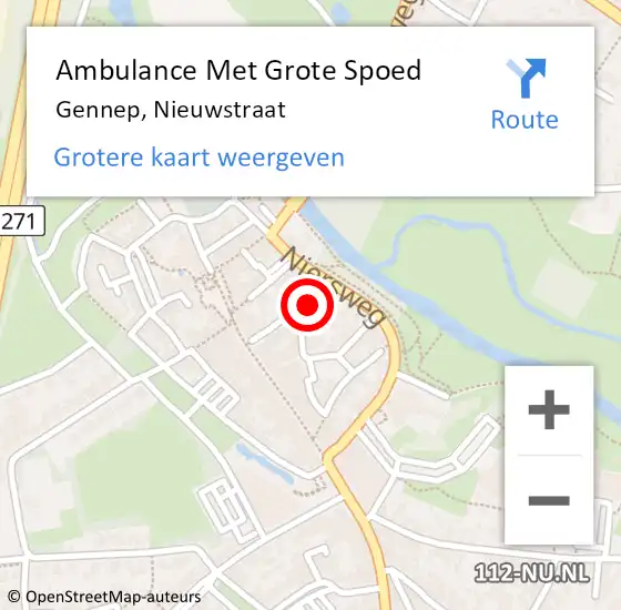 Locatie op kaart van de 112 melding: Ambulance Met Grote Spoed Naar Gennep, Nieuwstraat op 12 juli 2016 06:20