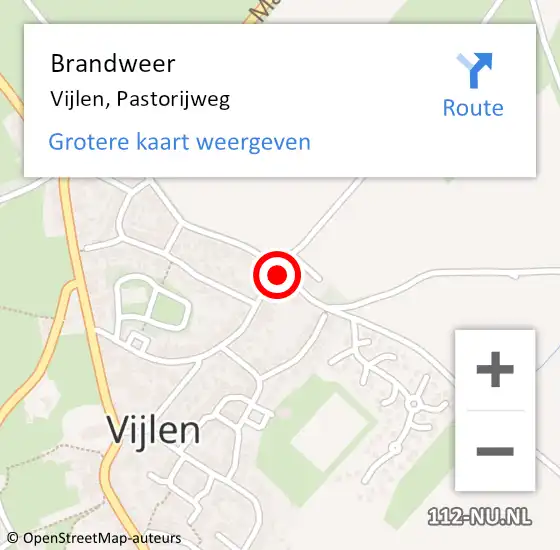 Locatie op kaart van de 112 melding: Brandweer Vijlen, Pastorijweg op 12 juli 2016 08:24