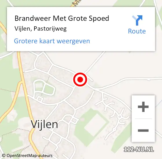 Locatie op kaart van de 112 melding: Brandweer Met Grote Spoed Naar Vijlen, Pastorijweg op 12 juli 2016 08:34