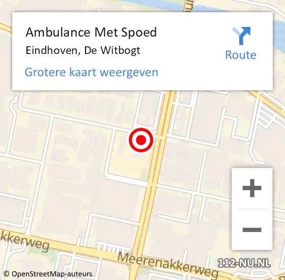 Locatie op kaart van de 112 melding: Ambulance Met Spoed Naar Eindhoven, De Witbogt op 12 juli 2016 08:41