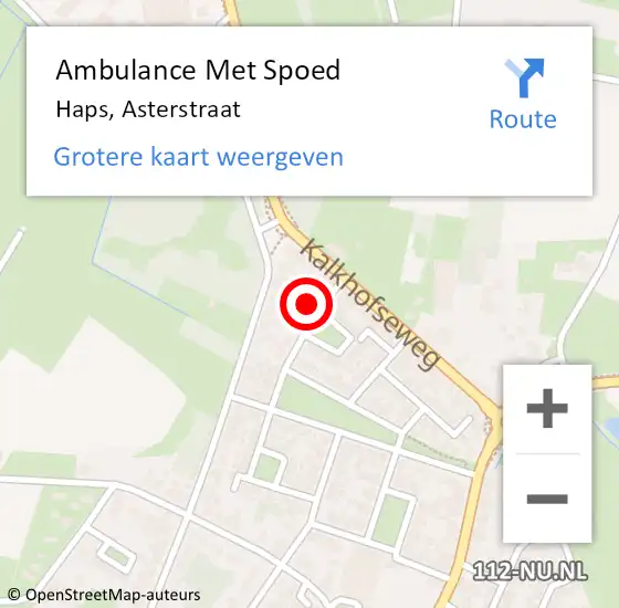 Locatie op kaart van de 112 melding: Ambulance Met Spoed Naar Haps, Asterstraat op 12 juli 2016 10:25