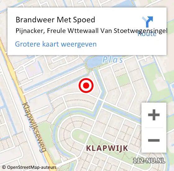 Locatie op kaart van de 112 melding: Brandweer Met Spoed Naar Pijnacker, Freule Wttewaall Van Stoetwegensingel op 12 juli 2016 10:48