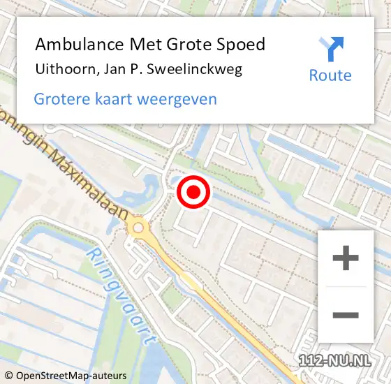 Locatie op kaart van de 112 melding: Ambulance Met Grote Spoed Naar Uithoorn, Jan P. Sweelinckweg op 20 december 2013 21:45