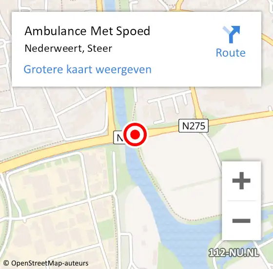Locatie op kaart van de 112 melding: Ambulance Met Spoed Naar Nederweert, Steer op 12 juli 2016 13:03
