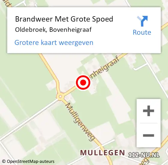 Locatie op kaart van de 112 melding: Brandweer Met Grote Spoed Naar Oldebroek, Bovenheigraaf op 12 juli 2016 13:18