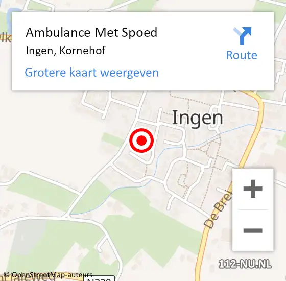 Locatie op kaart van de 112 melding: Ambulance Met Spoed Naar Ingen, Kornehof op 12 juli 2016 13:31