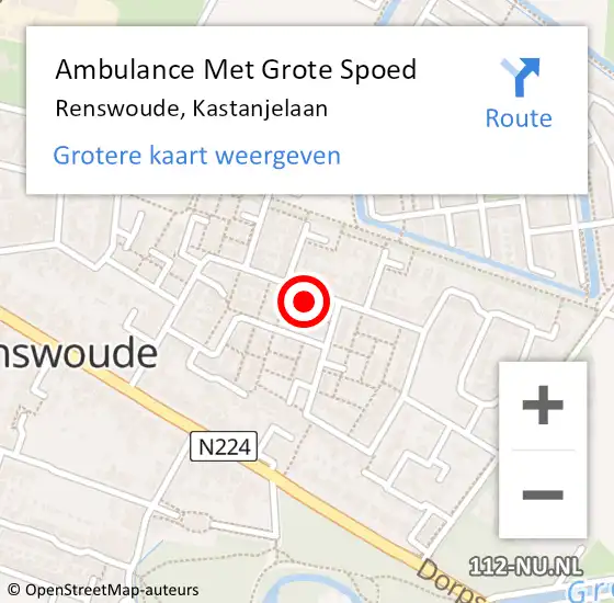 Locatie op kaart van de 112 melding: Ambulance Met Grote Spoed Naar Renswoude, Kastanjelaan op 12 juli 2016 14:11