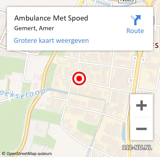 Locatie op kaart van de 112 melding: Ambulance Met Spoed Naar Gemert, Amer op 12 juli 2016 15:31