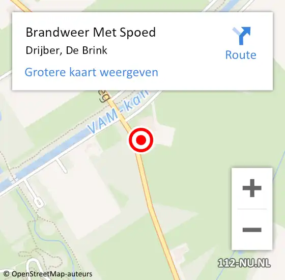 Locatie op kaart van de 112 melding: Brandweer Met Spoed Naar Drijber, De Brink op 12 juli 2016 15:48