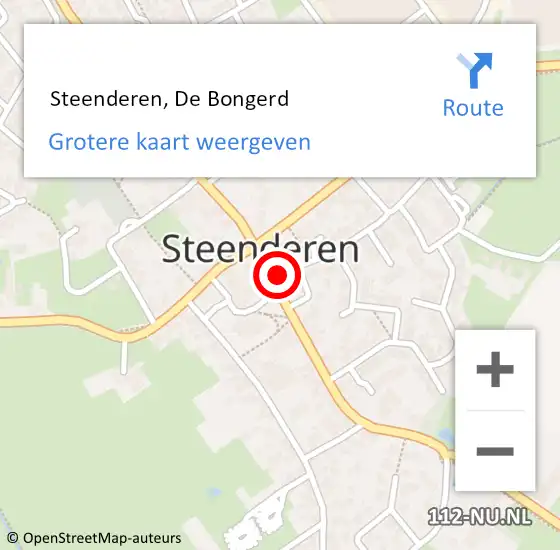 Locatie op kaart van de 112 melding:  Steenderen, De Bongerd op 12 juli 2016 16:08