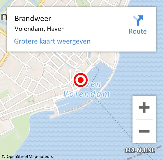 Locatie op kaart van de 112 melding: Brandweer Volendam, Haven op 12 juli 2016 16:30