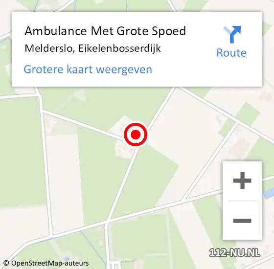 Locatie op kaart van de 112 melding: Ambulance Met Grote Spoed Naar Melderslo, Eikelenbosserdijk op 12 juli 2016 16:36