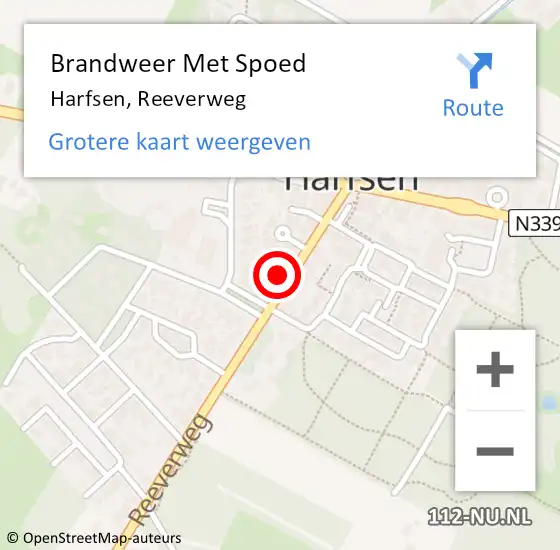 Locatie op kaart van de 112 melding: Brandweer Met Spoed Naar Harfsen, Reeverweg op 12 juli 2016 16:38