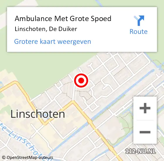 Locatie op kaart van de 112 melding: Ambulance Met Grote Spoed Naar Linschoten, De Duiker op 12 juli 2016 17:00