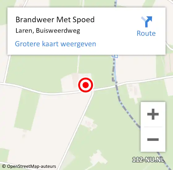 Locatie op kaart van de 112 melding: Brandweer Met Spoed Naar Laren, Buisweerdweg op 12 juli 2016 17:19