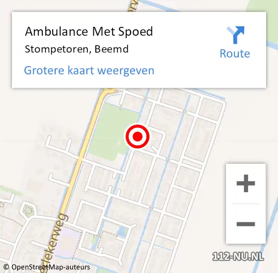 Locatie op kaart van de 112 melding: Ambulance Met Spoed Naar Stompetoren, Beemd op 12 juli 2016 18:33