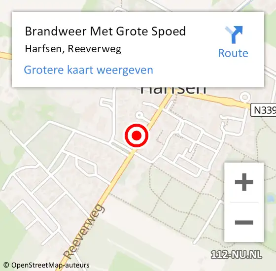 Locatie op kaart van de 112 melding: Brandweer Met Grote Spoed Naar Harfsen, Reeverweg op 12 juli 2016 18:56