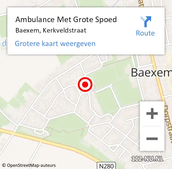 Locatie op kaart van de 112 melding: Ambulance Met Grote Spoed Naar Baexem, Kerkveldstraat op 12 juli 2016 19:06