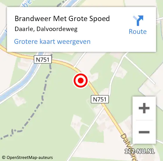 Locatie op kaart van de 112 melding: Brandweer Met Grote Spoed Naar Daarle, Dalvoordeweg op 12 juli 2016 19:25