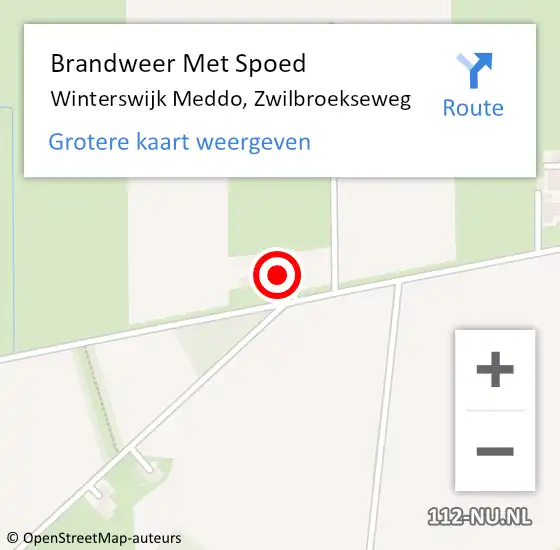 Locatie op kaart van de 112 melding: Brandweer Met Spoed Naar Winterswijk Meddo, Zwilbroekseweg op 12 juli 2016 19:53