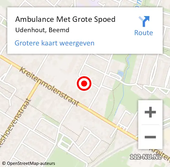 Locatie op kaart van de 112 melding: Ambulance Met Grote Spoed Naar Udenhout, Beemd op 12 juli 2016 20:28