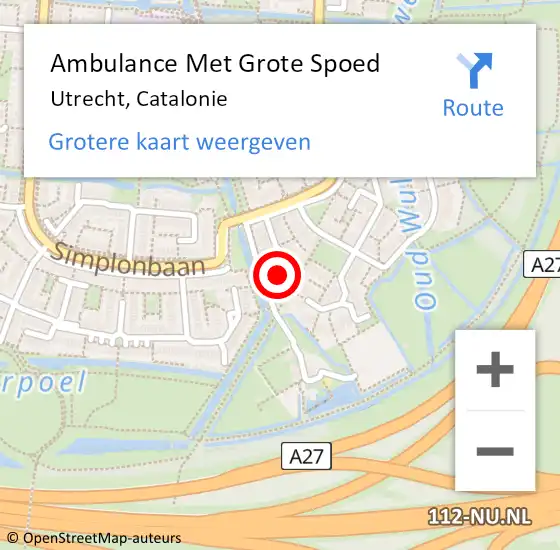 Locatie op kaart van de 112 melding: Ambulance Met Grote Spoed Naar Utrecht, Catalonie op 12 juli 2016 21:03