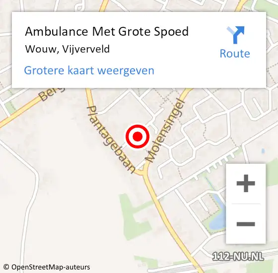 Locatie op kaart van de 112 melding: Ambulance Met Grote Spoed Naar Wouw, Vijverveld op 12 juli 2016 21:50