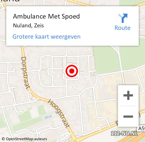 Locatie op kaart van de 112 melding: Ambulance Met Spoed Naar Nuland, Zeis op 12 juli 2016 22:43