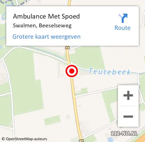 Locatie op kaart van de 112 melding: Ambulance Met Spoed Naar Swalmen, Beeselseweg op 12 juli 2016 22:45