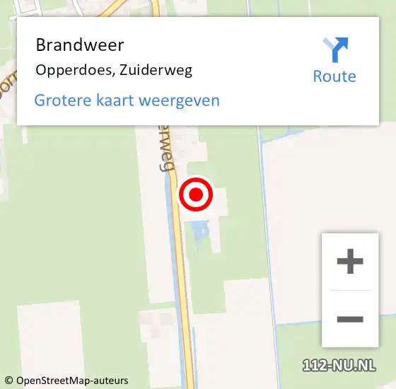 Locatie op kaart van de 112 melding: Brandweer Opperdoes, Zuiderweg op 12 juli 2016 22:54
