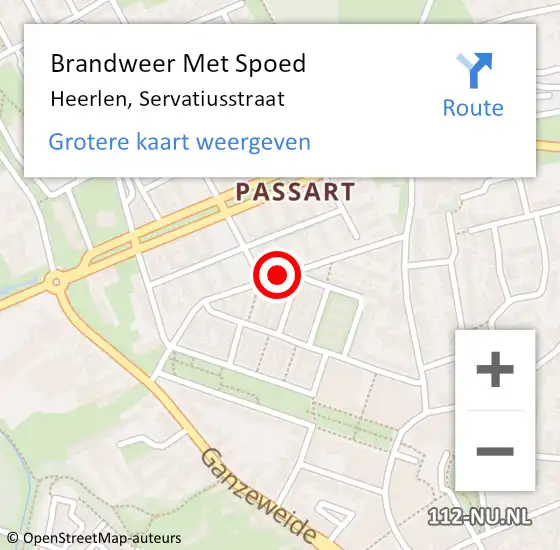 Locatie op kaart van de 112 melding: Brandweer Met Spoed Naar Heerlen, Servatiusstraat op 12 juli 2016 22:56