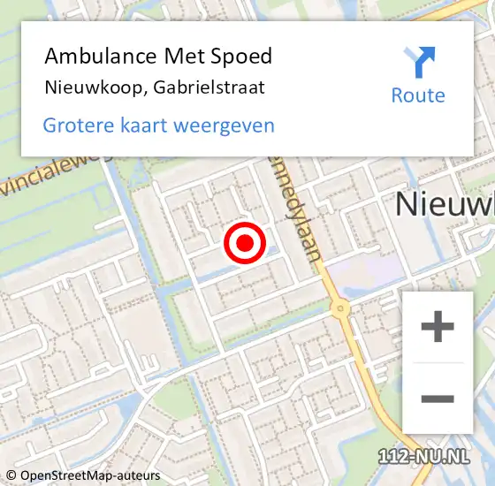 Locatie op kaart van de 112 melding: Ambulance Met Spoed Naar Nieuwkoop, Gabrielstraat op 12 juli 2016 23:21