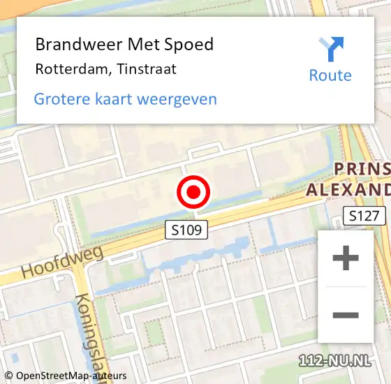 Locatie op kaart van de 112 melding: Brandweer Met Spoed Naar Rotterdam, Tinstraat op 12 juli 2016 23:50