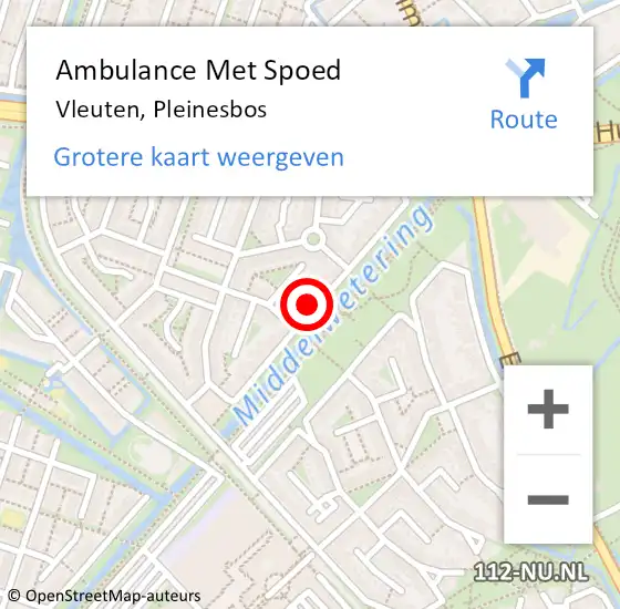 Locatie op kaart van de 112 melding: Ambulance Met Spoed Naar Vleuten, Pleinesbos op 13 juli 2016 00:22