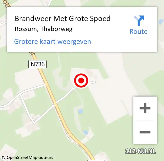 Locatie op kaart van de 112 melding: Brandweer Met Grote Spoed Naar Rossum, Thaborweg op 13 juli 2016 00:48