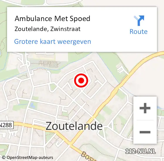 Locatie op kaart van de 112 melding: Ambulance Met Spoed Naar Zoutelande, Zwinstraat op 13 juli 2016 04:38