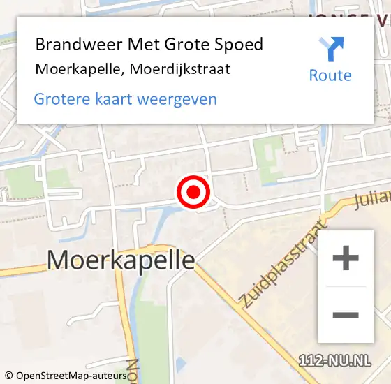 Locatie op kaart van de 112 melding: Brandweer Met Grote Spoed Naar Moerkapelle, Moerdijkstraat op 20 december 2013 23:54