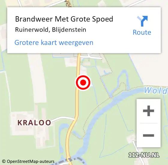 Locatie op kaart van de 112 melding: Brandweer Met Grote Spoed Naar Ruinerwold, Blijdenstein op 16 september 2013 18:16