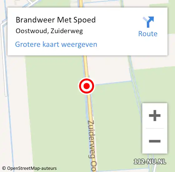 Locatie op kaart van de 112 melding: Brandweer Met Spoed Naar Oostwoud, Zuiderweg op 13 juli 2016 08:18