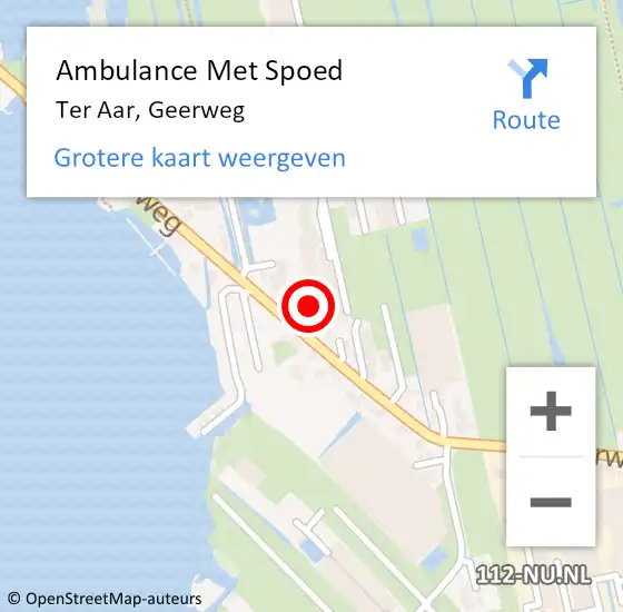 Locatie op kaart van de 112 melding: Ambulance Met Spoed Naar Ter Aar, Geerweg op 13 juli 2016 08:50