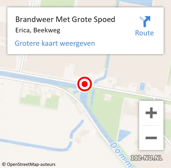 Locatie op kaart van de 112 melding: Brandweer Met Grote Spoed Naar Erica, Beekweg op 13 juli 2016 09:47