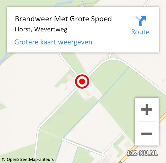 Locatie op kaart van de 112 melding: Brandweer Met Grote Spoed Naar Horst, Wevertweg op 13 juli 2016 10:19