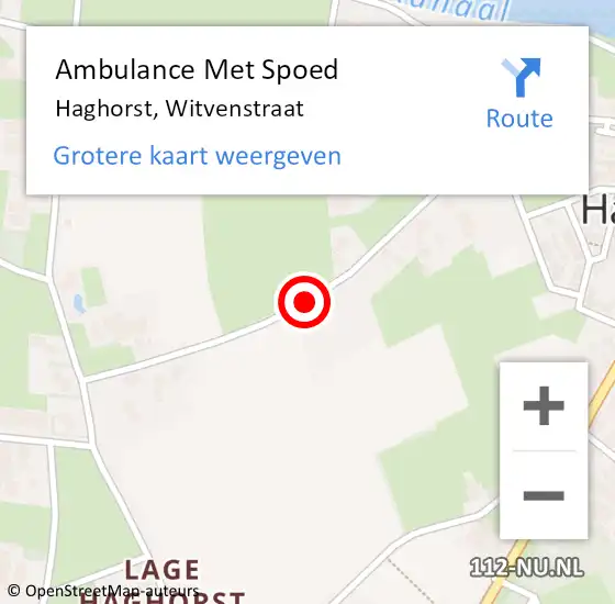 Locatie op kaart van de 112 melding: Ambulance Met Spoed Naar Haghorst, Witvenstraat op 13 juli 2016 10:44