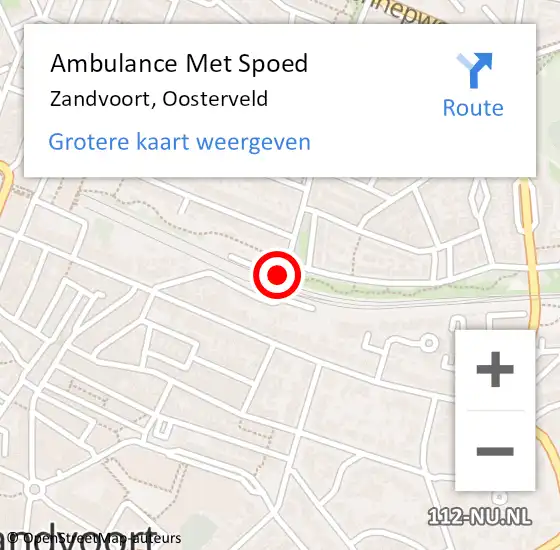 Locatie op kaart van de 112 melding: Ambulance Met Spoed Naar Zandvoort, Oosterveld op 13 juli 2016 10:56