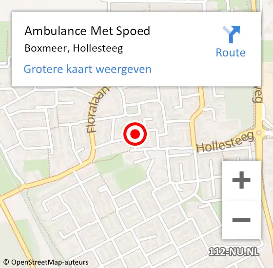 Locatie op kaart van de 112 melding: Ambulance Met Spoed Naar Boxmeer, Hollesteeg op 13 juli 2016 11:29