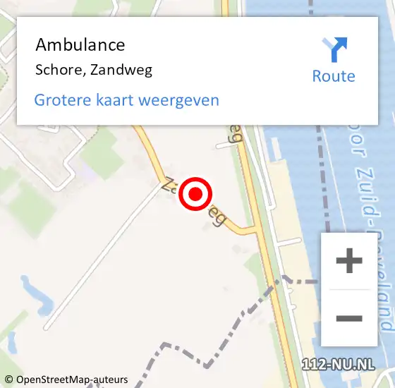 Locatie op kaart van de 112 melding: Ambulance Schore, Zandweg op 13 juli 2016 11:31