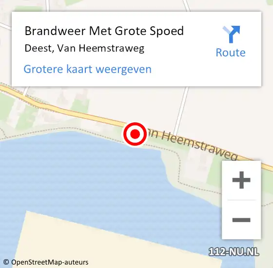 Locatie op kaart van de 112 melding: Brandweer Met Grote Spoed Naar Deest, Van Heemstraweg op 21 december 2013 00:44